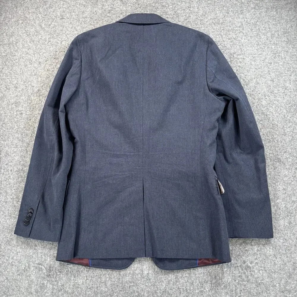 Banana Republic Mens 38R Tailored Fit Navy Blue Herringbone Cotton Blazer Jacket